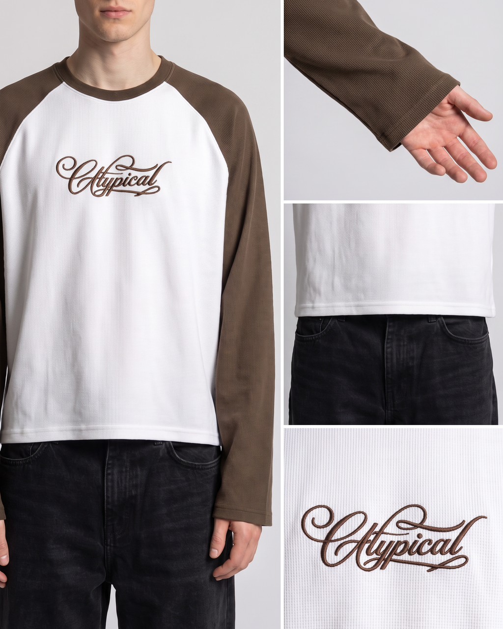 Raglan Waffle Sleeves Brown